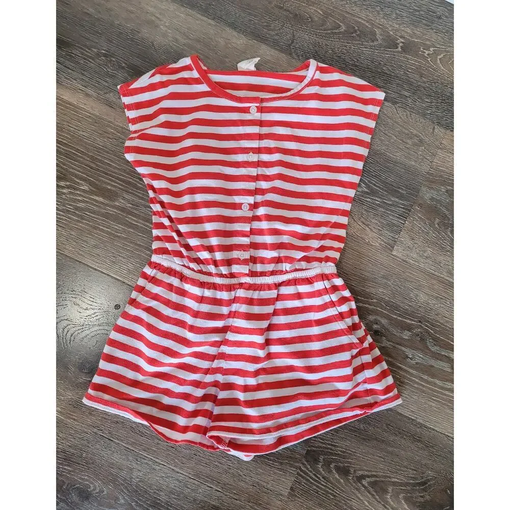 Tucker + Tate‎ Girls Red White Striped Romper Jumpsuit size 5 #4